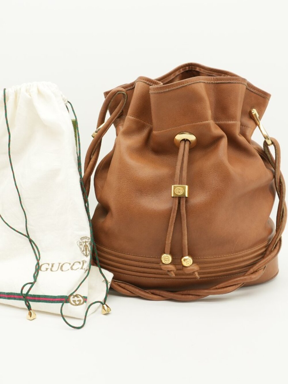 Vintage GUCCI Purse 1980s Authentic Gucci Leather Honey Brown Bucket Bag